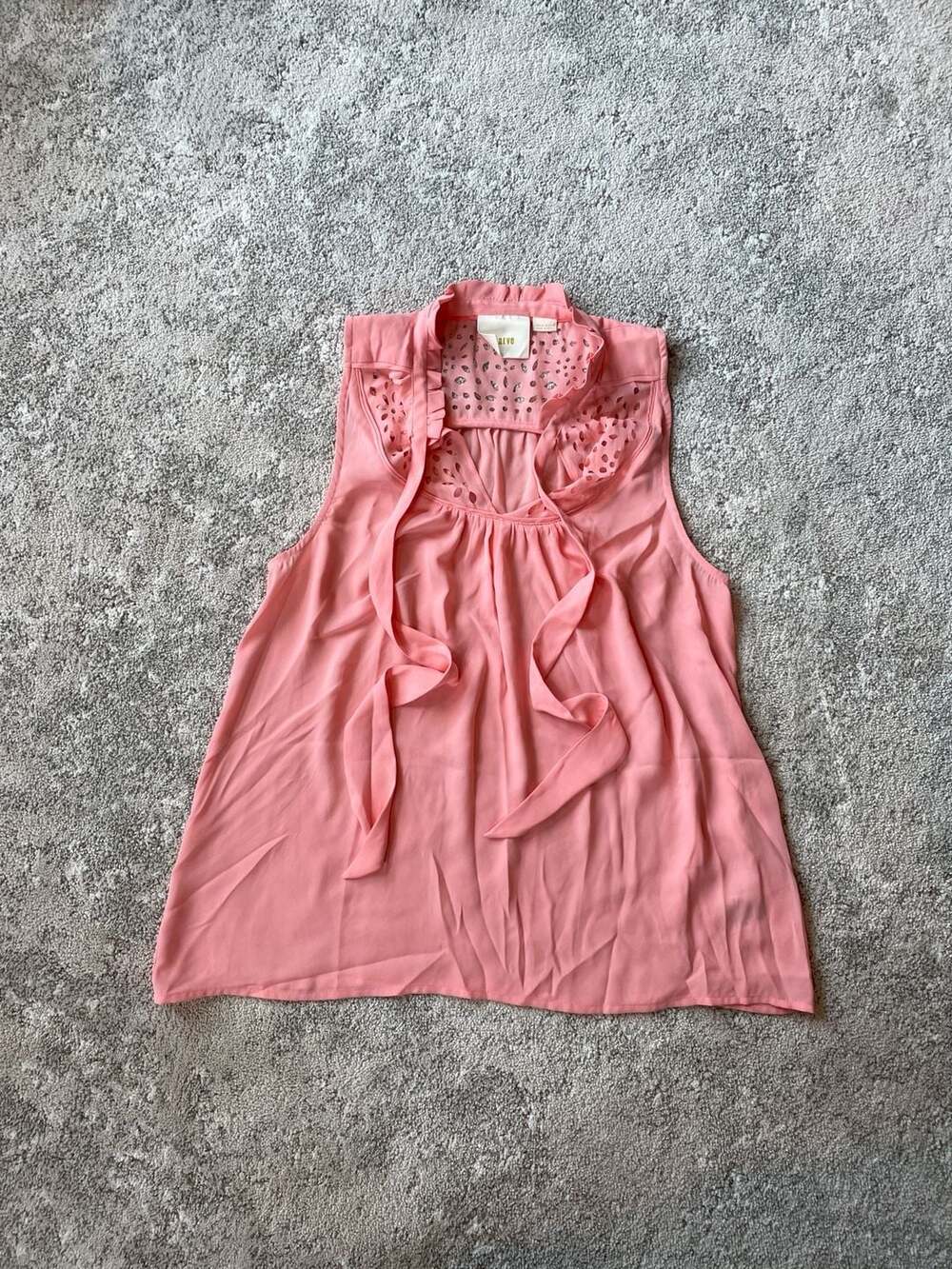 Maeve By Anthropologie Pink Peach Semi Sheer Cutout Tank Top, Size 6